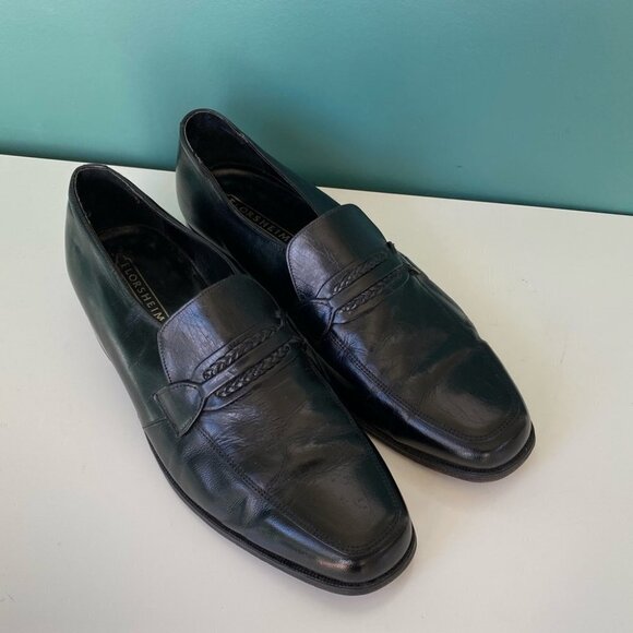 Florsheim Black Leather Slip On Loafer Dress Shoe with Braid Detail Mens Size 10 - Picture 3 of 12